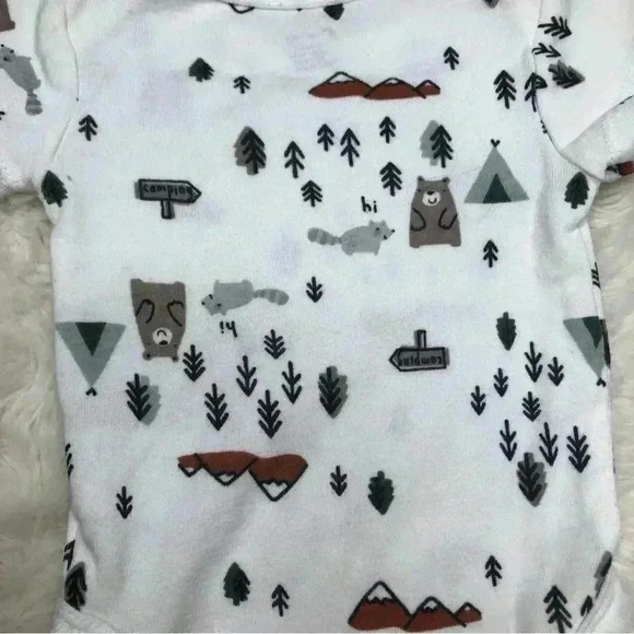 Gerber Onesie Diaper Shirt White Woodland Creatures  Size Neworn - Picture 9 of 16